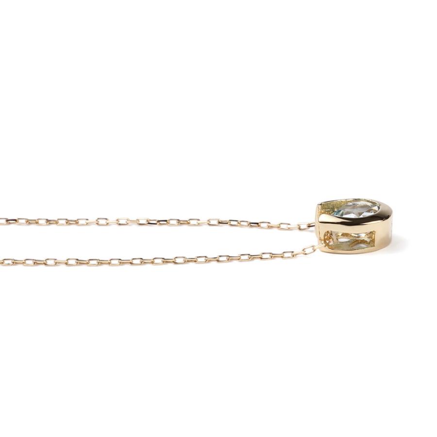 18金 ネックレス アクアマリン 0.2ct 一粒 馬蹄 幸運を運ぶ クローバー ゴールド プレゼント ギフトの画像