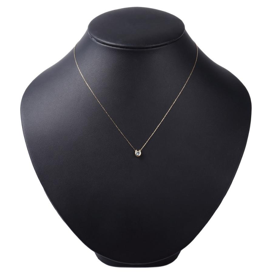 18金 ネックレス アクアマリン 0.2ct 一粒 馬蹄 幸運を運ぶ クローバー ゴールド プレゼント ギフトの画像