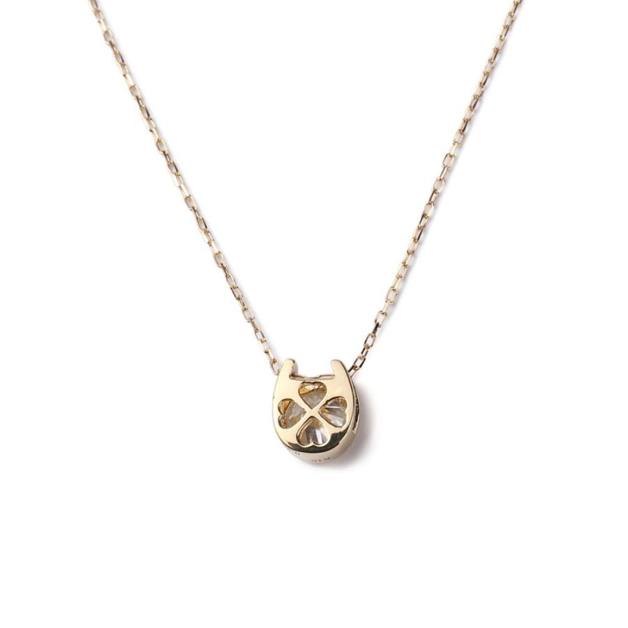 18金 ネックレス ダイヤモンド 0.2ct 一粒 馬蹄 幸運を運ぶ クローバー