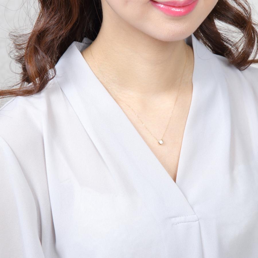 18金 ネックレス ダイヤモンド 0.2ct 一粒 馬蹄 幸運を運ぶ クローバー