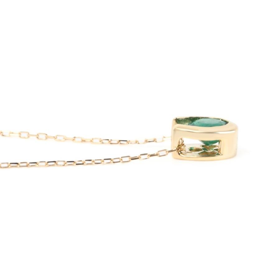 18金 ネックレス エメラルド 0.2ct 一粒 馬蹄 幸運を運ぶ クローバー ゴールド プレゼント ギフトの画像