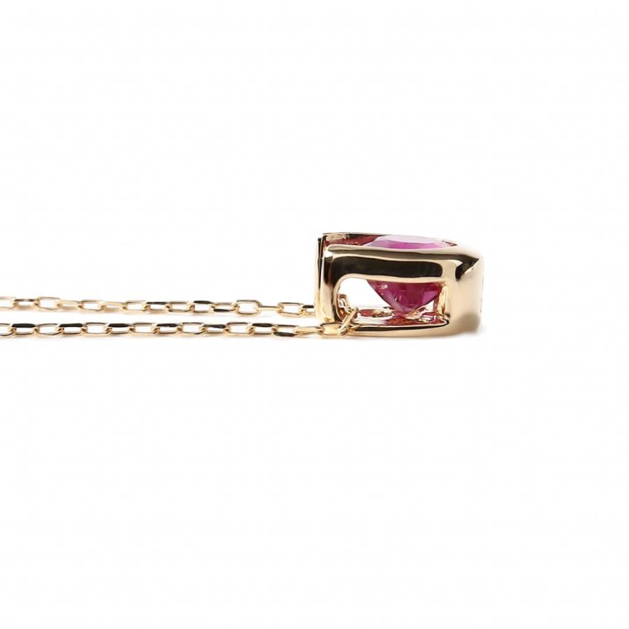 18金 ネックレス ルビー 0.2ct 一粒 馬蹄 幸運を運ぶ クローバー ゴールド プレゼント ギフトの画像
