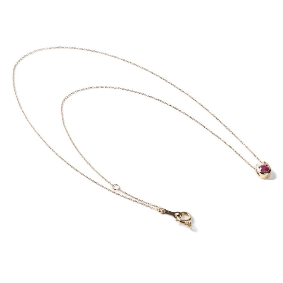 18金 ネックレス ルビー 0.2ct 一粒 馬蹄 幸運を運ぶ クローバー ゴールド プレゼント ギフトの画像