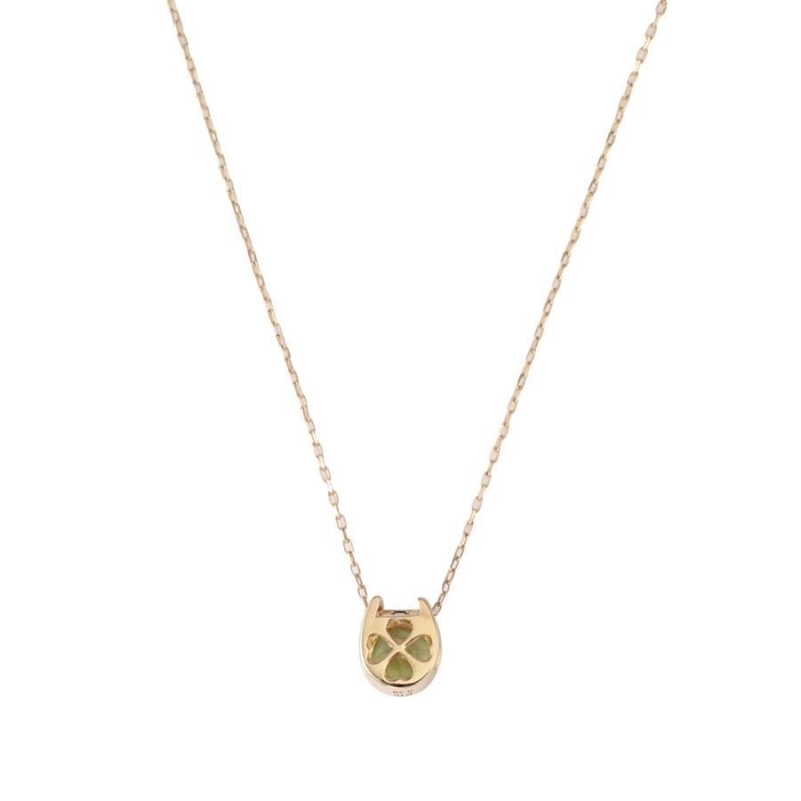 18金 ネックレス ペリドット 0.2ct 一粒 馬蹄 幸運を運ぶ クローバー