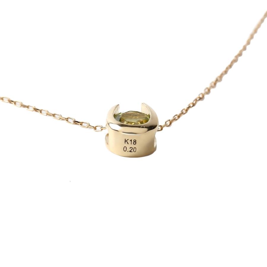 18金 ネックレス ペリドット 0.2ct 一粒 馬蹄 幸運を運ぶ クローバー 
