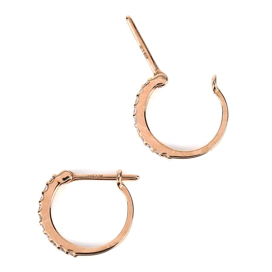 18金 フープピアス ダイヤモンド 0.1ct ピンクゴールド 1.1×10.5 18金 フープピアス ダイヤモンド 0.1ct ピンクゴールド 1.1×10.5