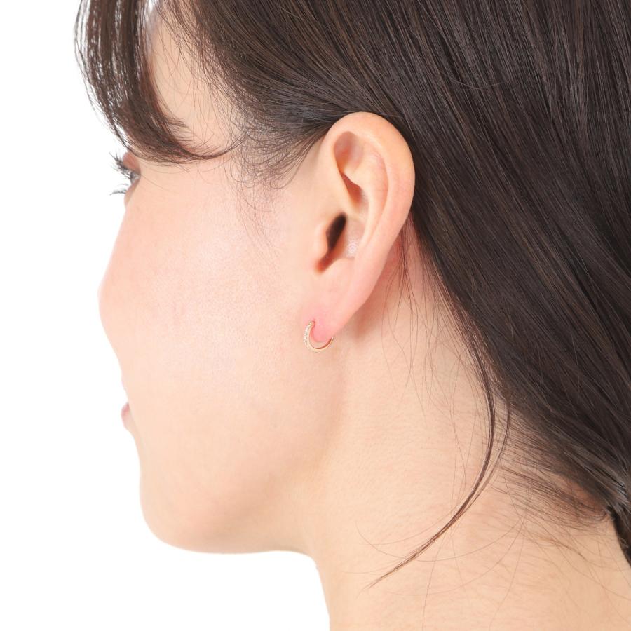 18金 フープピアス ダイヤモンド 0.1ct ピンクゴールド 1.1×10.5 18金 フープピアス ダイヤモンド 0.1ct ピンクゴールド 1.1×10.5