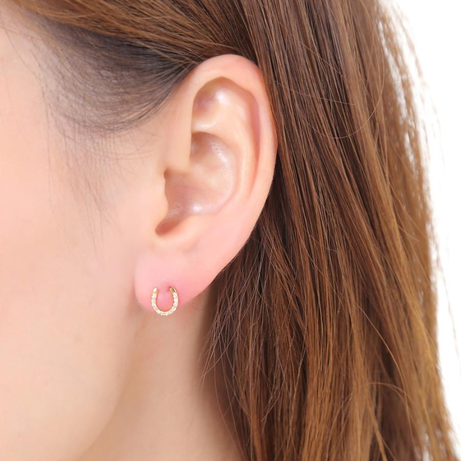 18金 ピアス ダイヤモンド 0.1ct ホースシュー 馬蹄 ゴールド