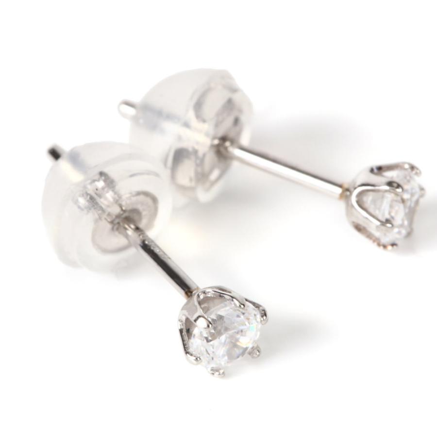 プラチナ ピアス キュービックジルコニア 3mm レディース メンズ