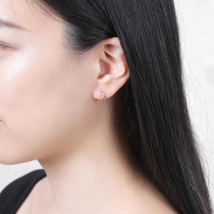 18金 フープピアス ダイヤ カット 片耳 ピアス レディース メンズ