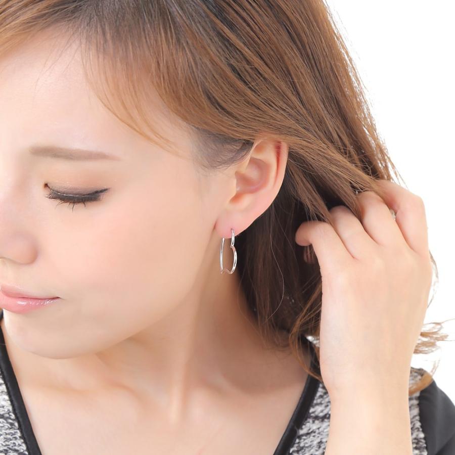 18金 ピアス フープピアス オープン ハート ホワイトゴールド