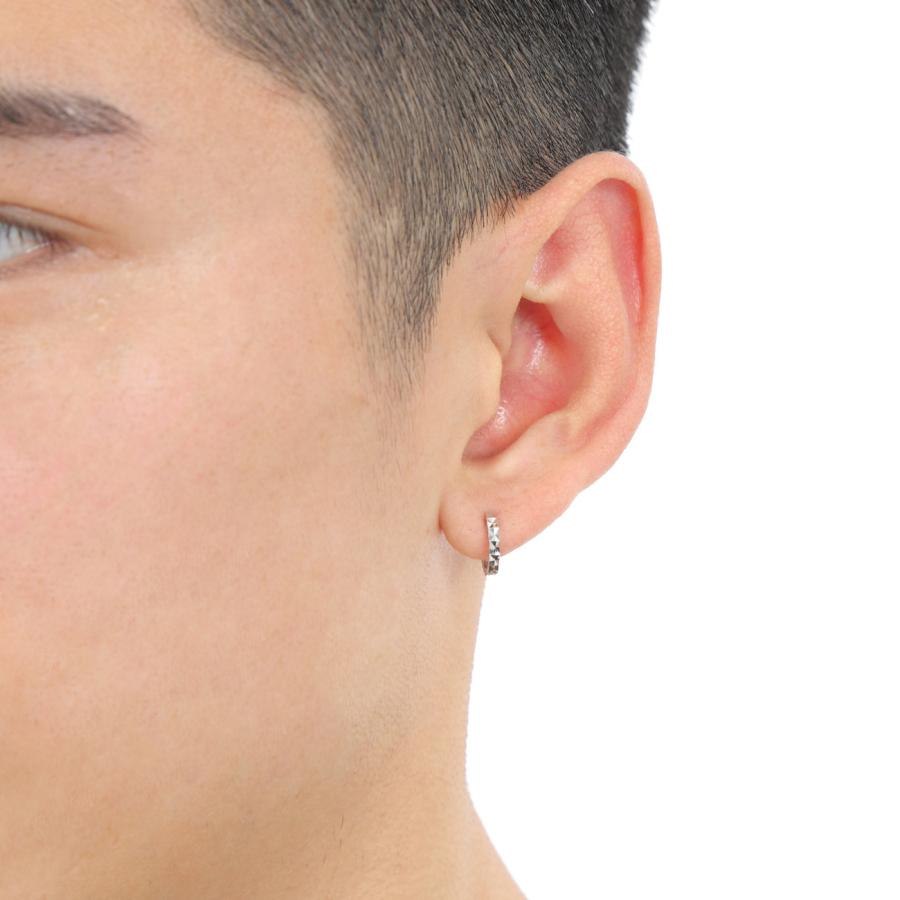 18金 フープピアス ダイヤカット サイドカット入り ホワイト