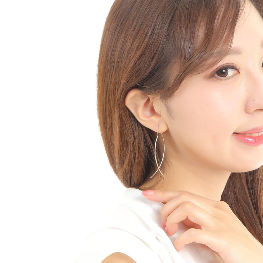 ゴールド ピアス 人気 おしゃれ かわいい かっこいい アクセサリー ギフト プレゼント ハッピーグッツショップ 通販 Pa 18金 K18 アメリカン 揺れる キラキラ デザイン カーブ ゴールド レディース 18k デザイン