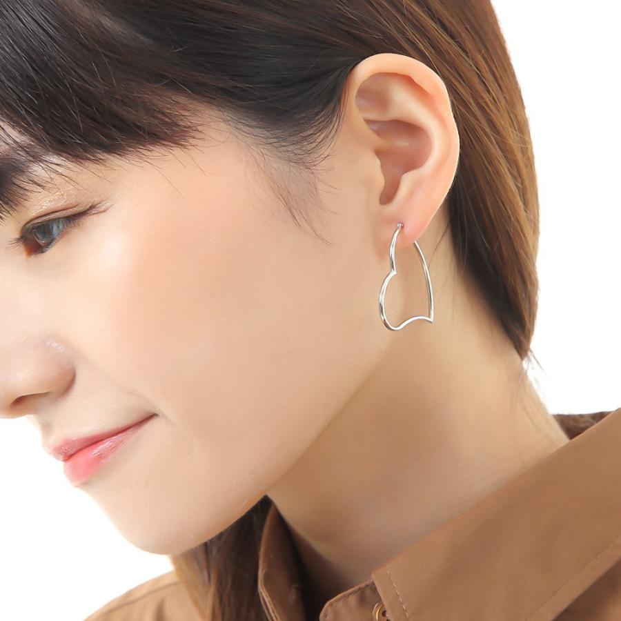 ピアス 18金 K18 フープ オープン ハート レディース ホワイトゴールド