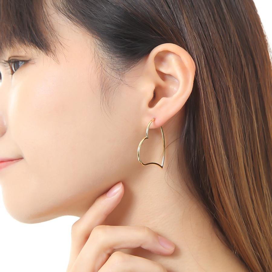 18金 フープピアス オープンハート レディース ゴールド 直径35mm K18