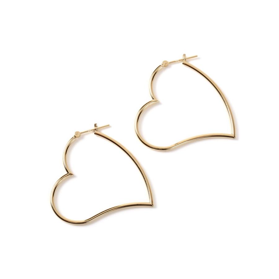 期間限定セール8月末】K18 透かしデザインハートフープピアス 中折れ式