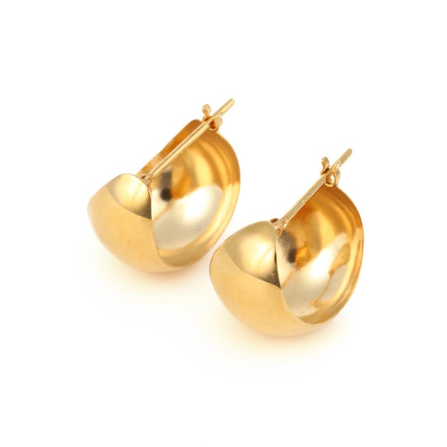 フェナカイト 10金ピアス（両耳） 18金 フープピアス 月甲 10×13mm 両耳 レディース メンズ 三日月 丸形