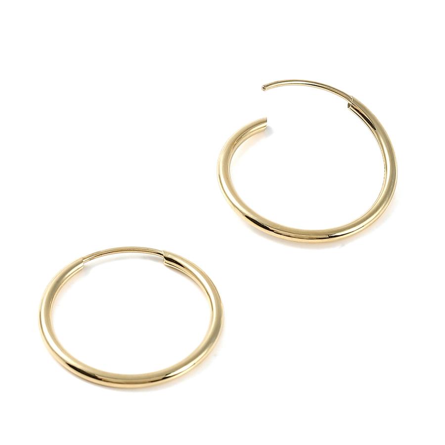 18金 フープピアス 18×1.5mm 両耳 ゴールド リング ピアス レディース
