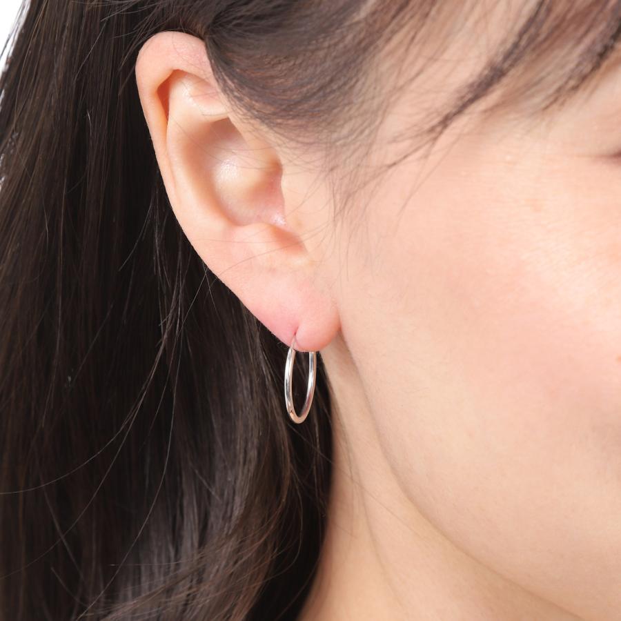 18金 フープピアス 18×1.5mm 両耳 ホワイトゴールド リング ピアス