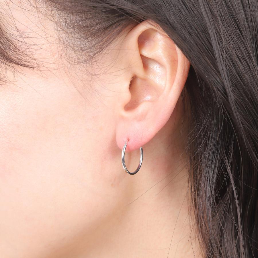 18金 フープピアス 18×1.5mm 両耳 ホワイトゴールド リング ピアス