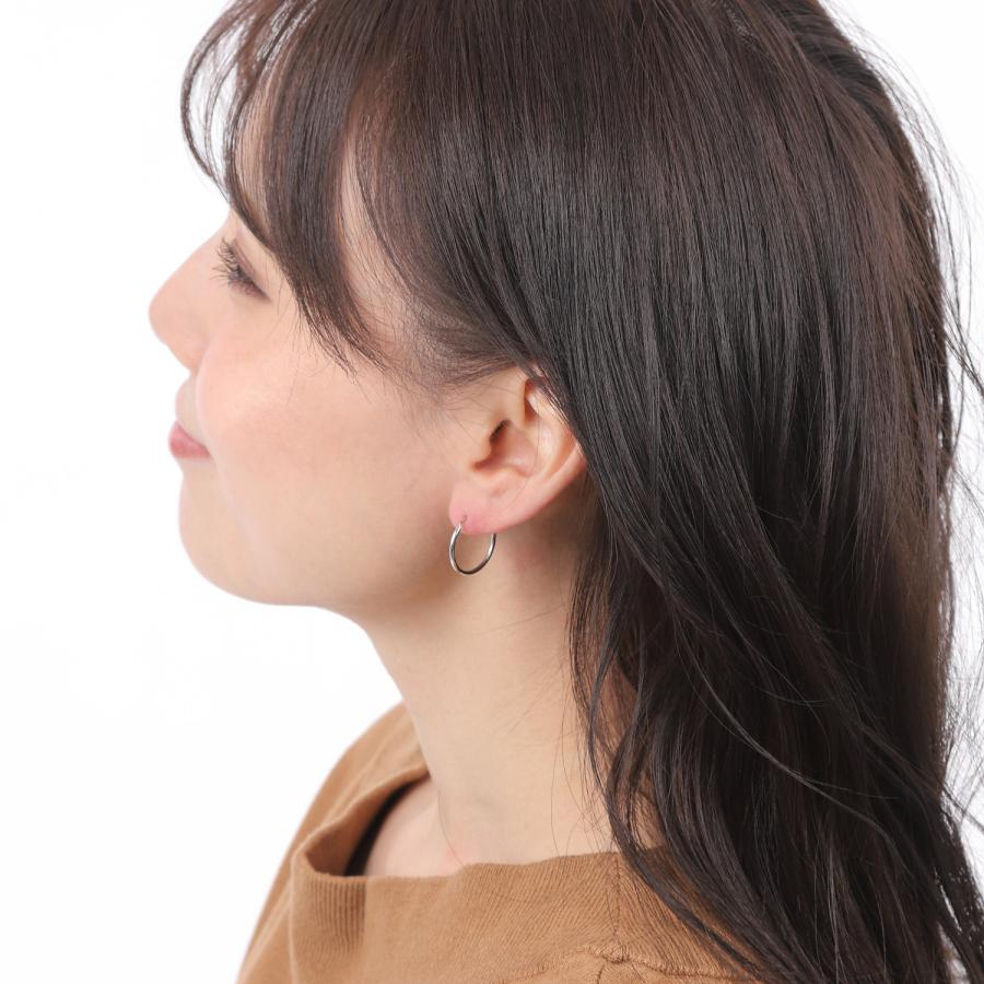 18金 フープピアス 18×1.5mm 両耳 ホワイトゴールド リング ピアス