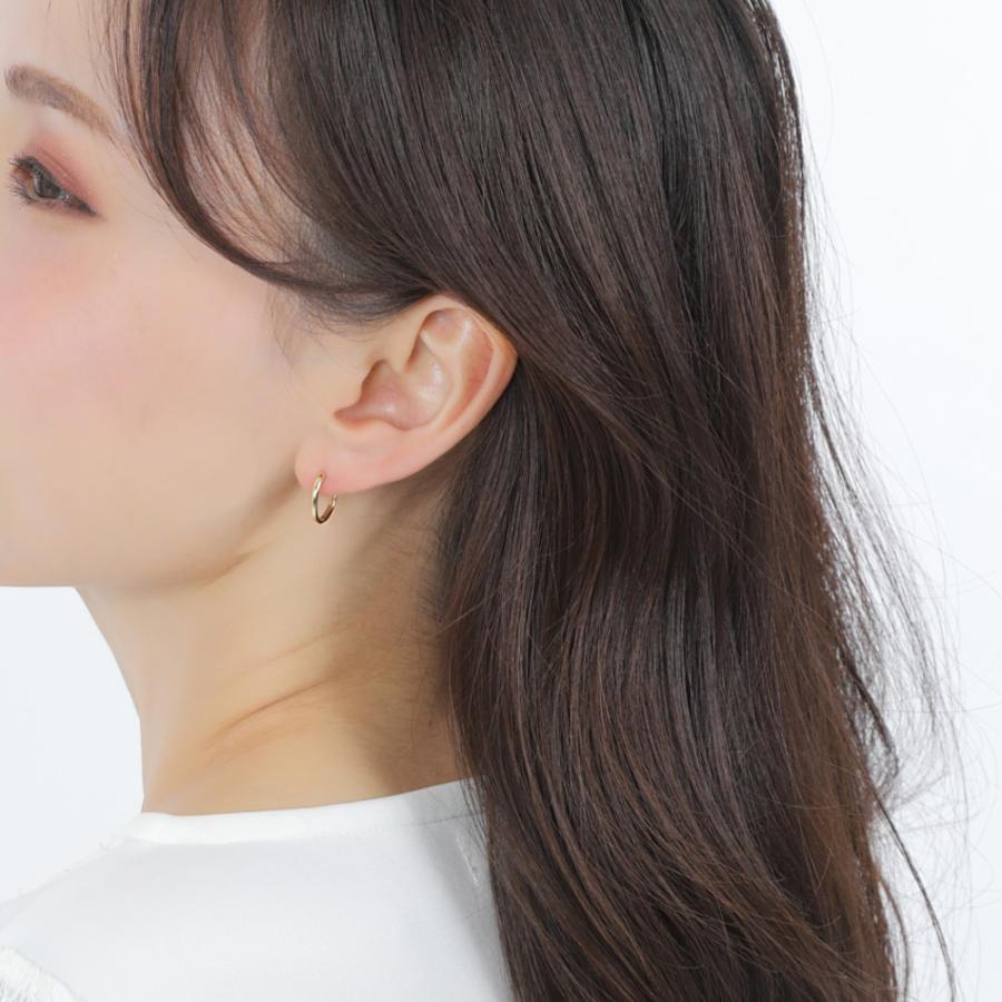 18金 フープピアス 14×1.6mm 両耳 イエローゴールド リング