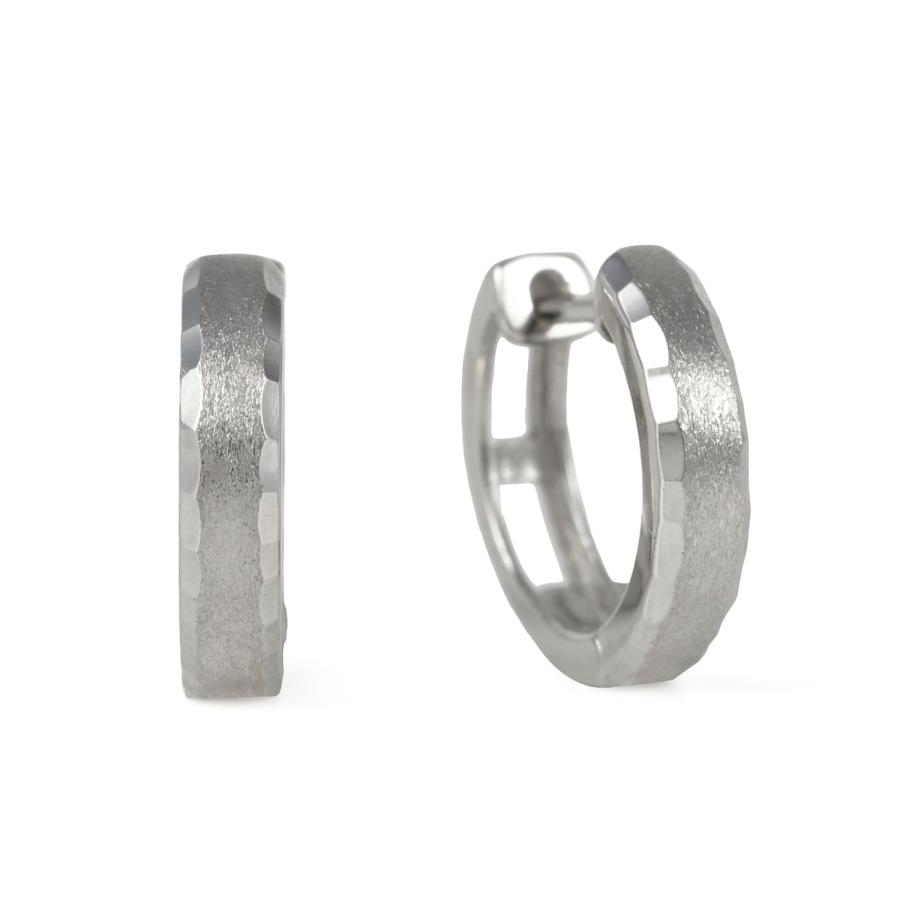 18金 フープピアス リバーシブル 12×2.5mm 両耳 幅広 リング ピアス