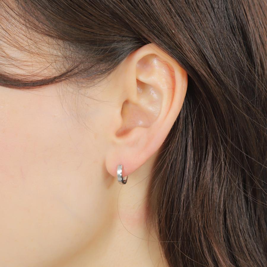 18金 フープピアス リバーシブル 12×2.5mm 両耳 幅広 リング ピアス