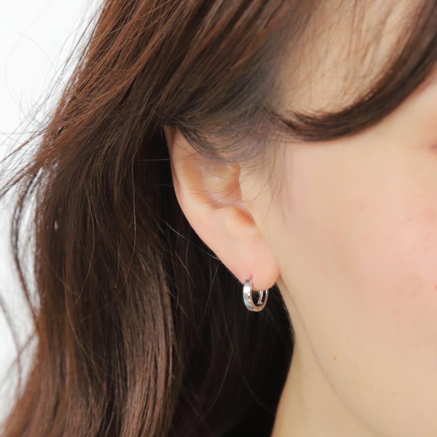 18金 フープピアス リバーシブル 12×2.5mm 両耳 幅広 リング ピアス