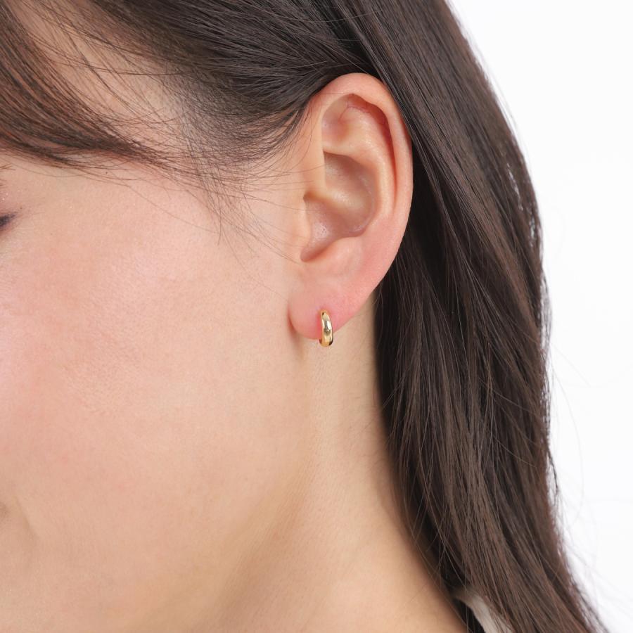 18金 フープピアス 月甲 3×10mm 両耳 レディース メンズ 三日月 丸形