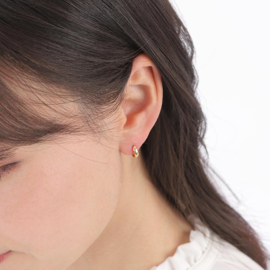 18金 フープピアス 月甲 3×10mm 両耳 レディース メンズ 三日月 丸形