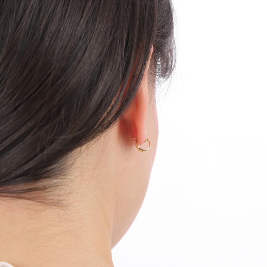 18金 フープピアス 月甲 3×10mm 両耳 レディース メンズ 三日月 丸形