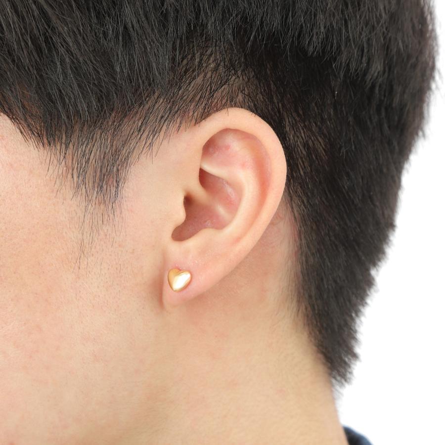 18金 ピアス ぷっくり ハート (L) ゴールド レディース セカンドピアス
