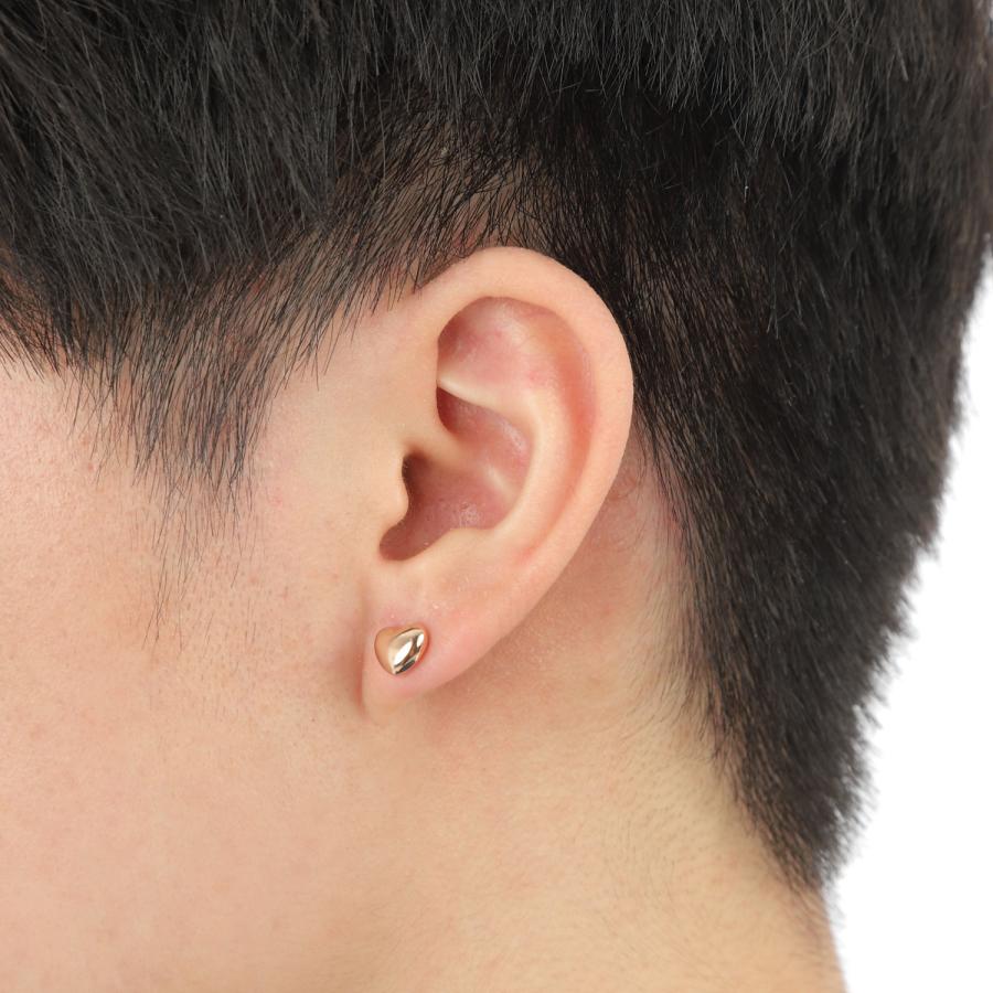 18金 ピアス ぷっくり ハート (L) ピンクゴールド レディース セカンド