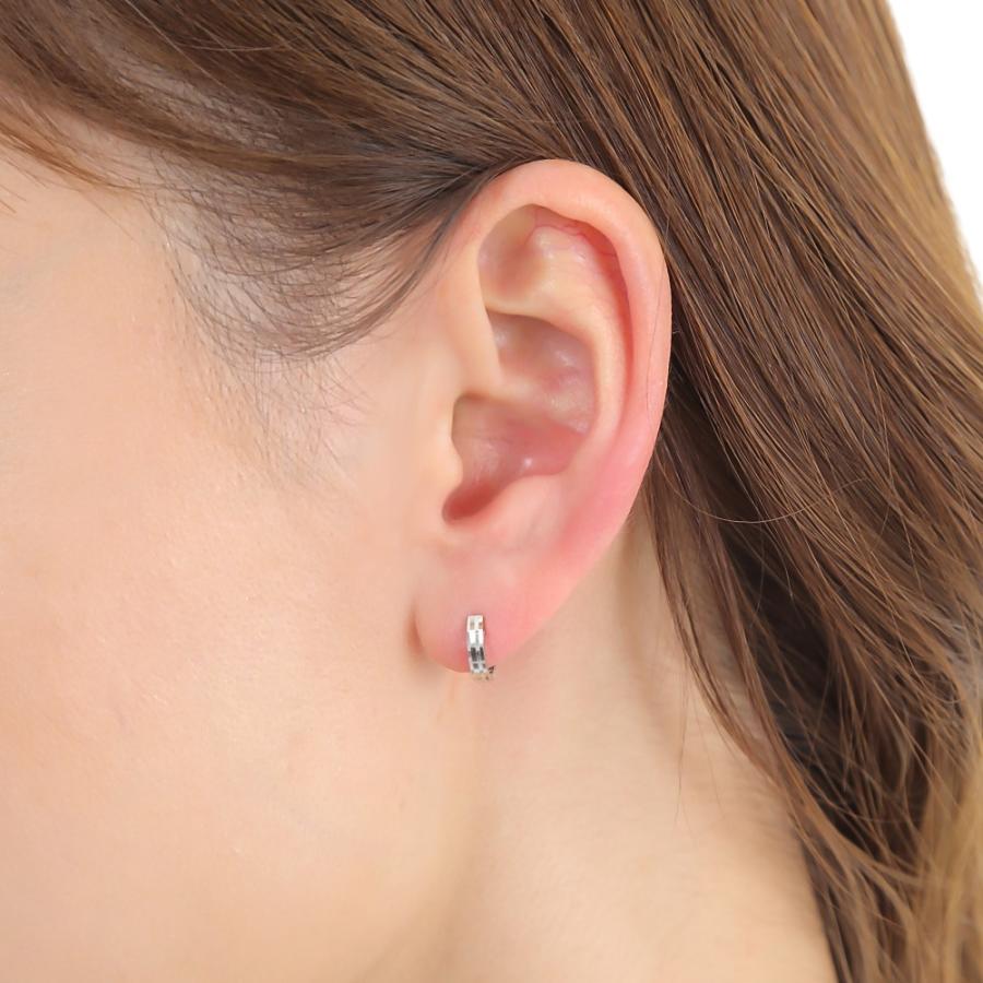 14金 ピアス フープピアス ラインカット ホワイトゴールド 両耳