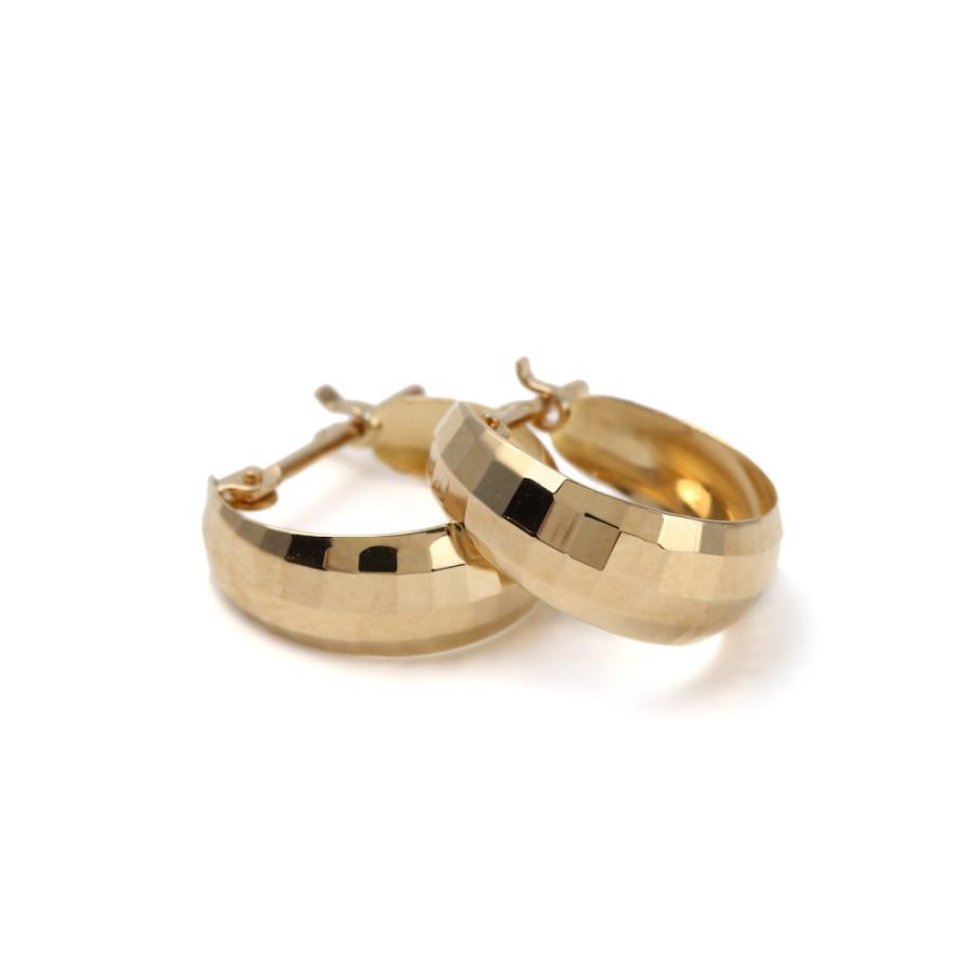 18金 フープピアス ミラーカット 月甲 5×13mm リング ピアス 両耳