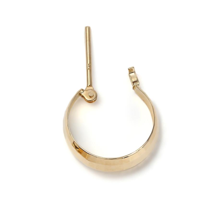 18金 フープピアス ミラーカット 月甲 5×13mm リング ピアス 両耳