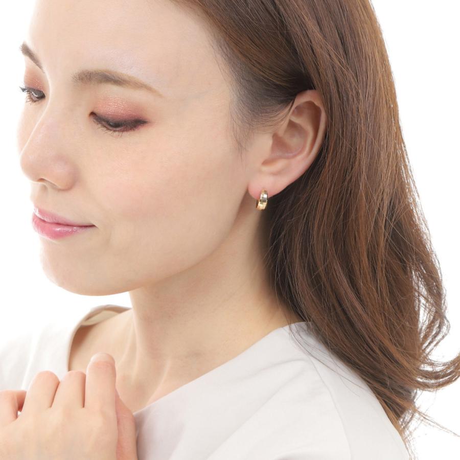 18金【5×13mm 月甲フープピアス】Yゴールド K18刻印入 新品！ 18金 フープピアス ミラーカット 月甲 5×13mm リング ピアス 両