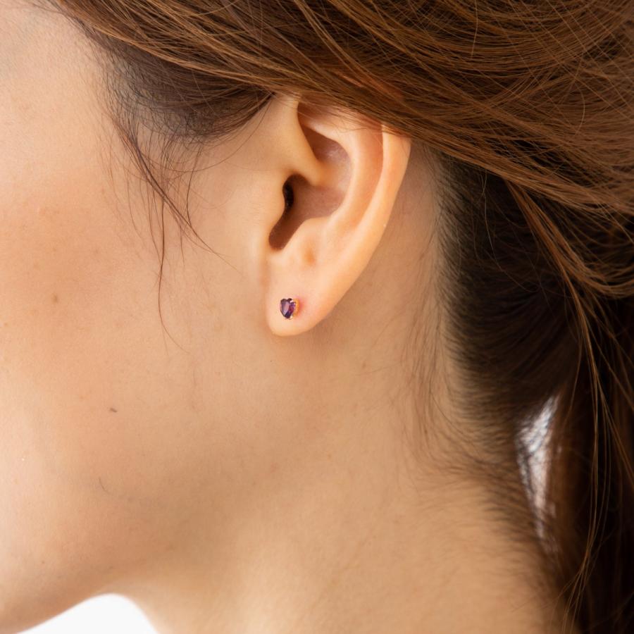 18金 ピアス アメジスト ハート 両耳 ゴールド レディース