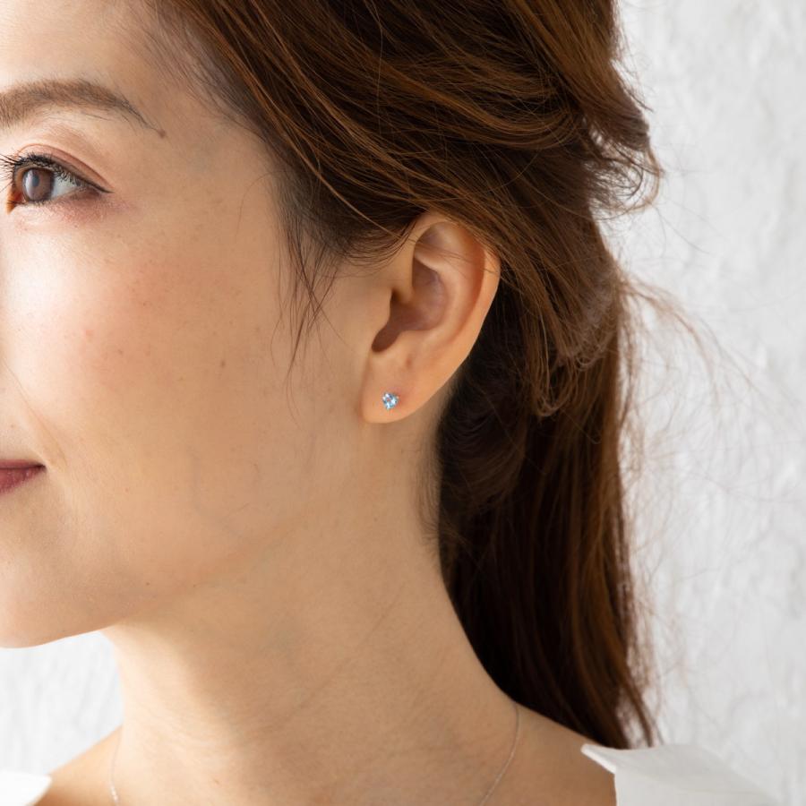 ピアス K18 ブルートパーズ ハート 両耳 18金 18k ゴールド レディース