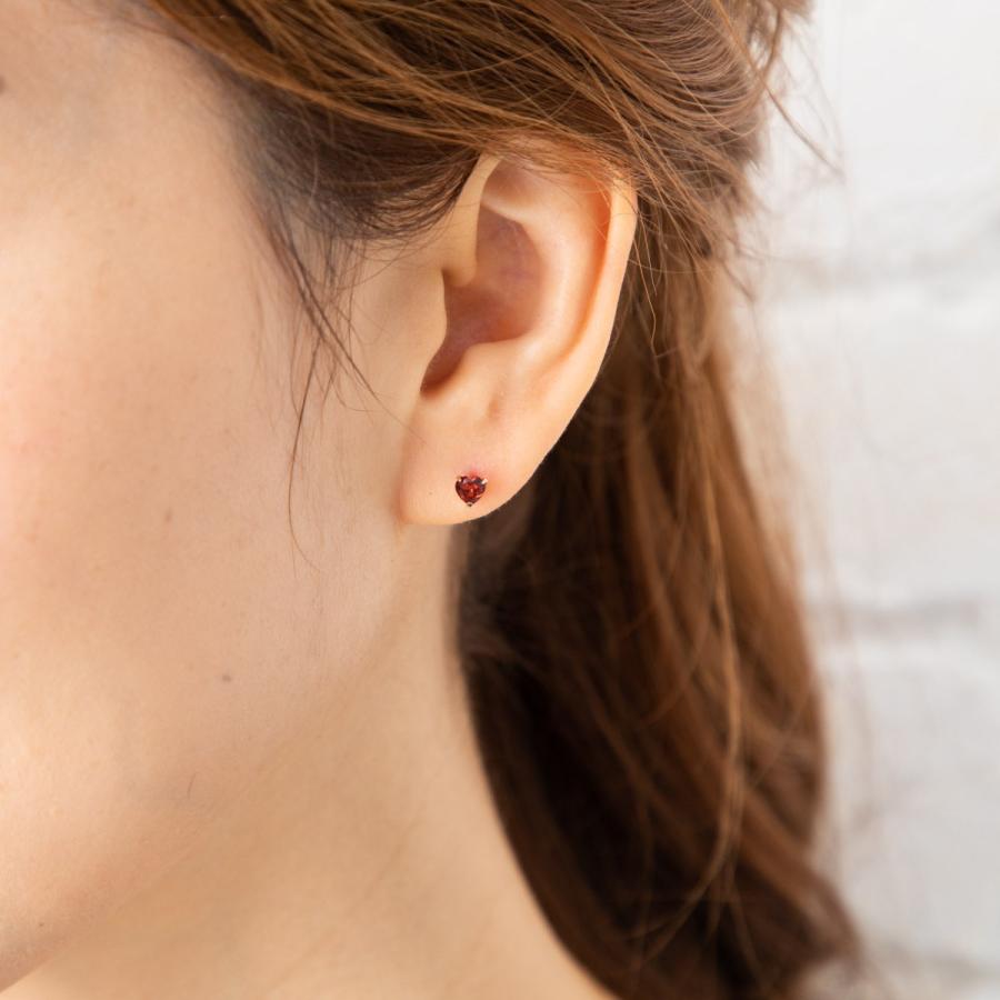 ピアス K18 ガーネット ハート 両耳 18金 18k ゴールド レディース
