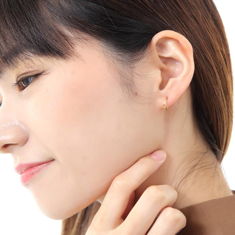 18金 フープピアス 1.0×10mm K18 ゴールド 両耳 メンズ レディース