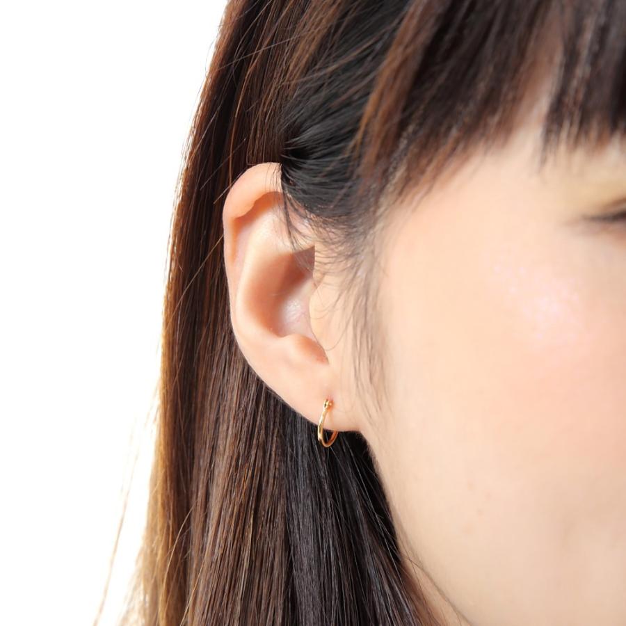 18金 フープピアス 1.0×10mm ゴールド 片耳 1個 メンズ レディース リング シンプル 定番  アクセサリー｜happygshop｜07