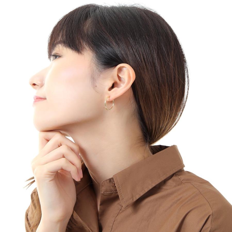 18金 フープピアス 1.5mm×20mm ゴールド レディース メンズ 両耳 リング ピアス k18 18k シンプル 定番 アクセサリー プレゼント ギフトの画像