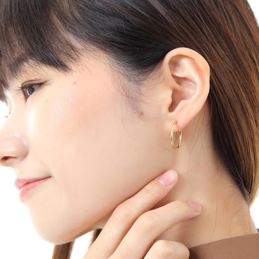 ピアス 18金 K18 フープ 1.5×20mm ゴールド 片耳 1個 メンズ レディース リング シンプル 定番 アクセサリー｜happygshop｜04