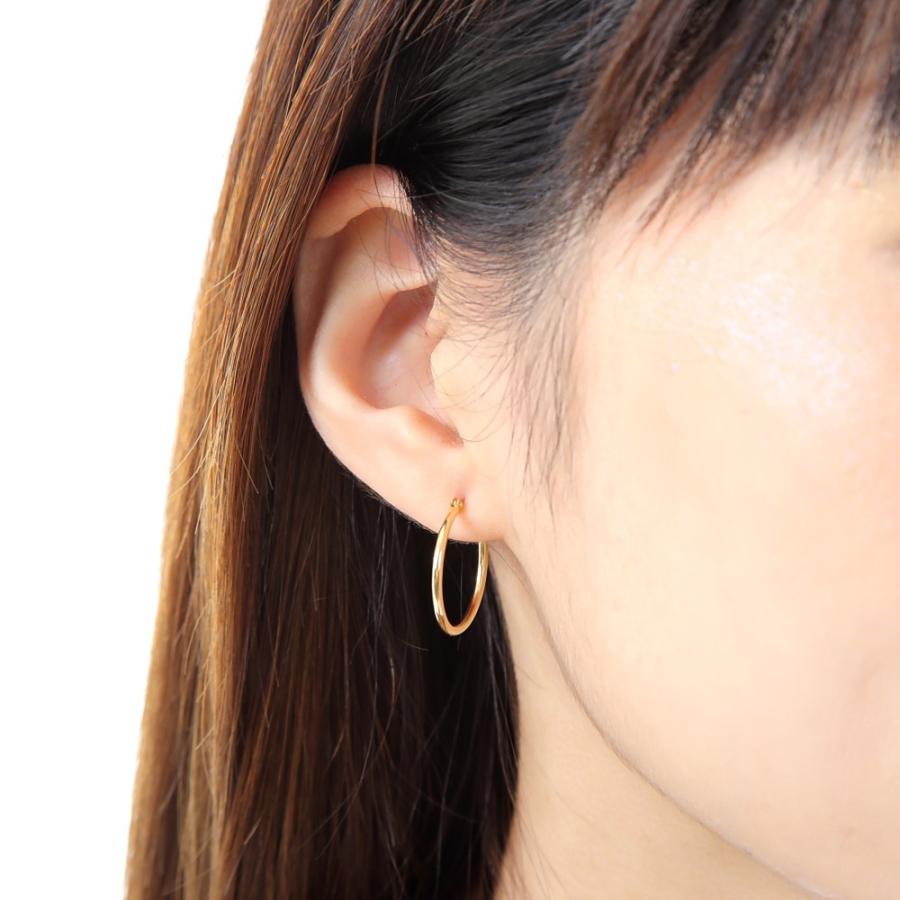 ピアス 18金 K18 フープ 1.5×20mm ゴールド 片耳 1個 メンズ