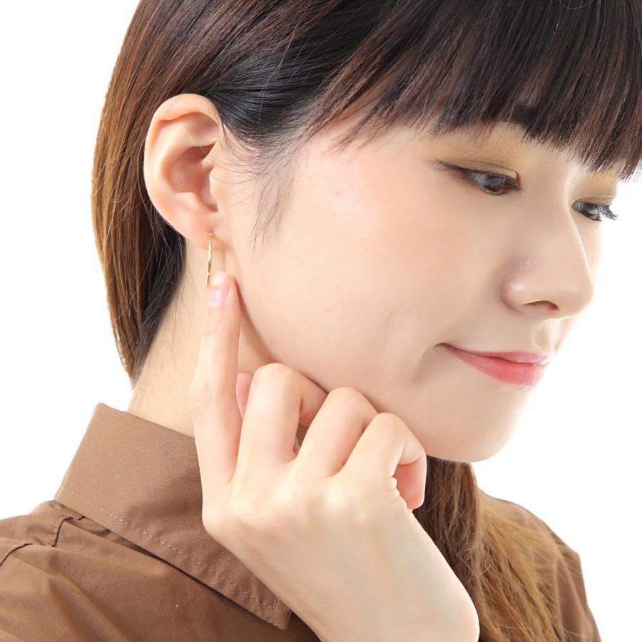 ピアス 18金 K18 フープ 1.5×20mm ゴールド 片耳 1個 メンズ