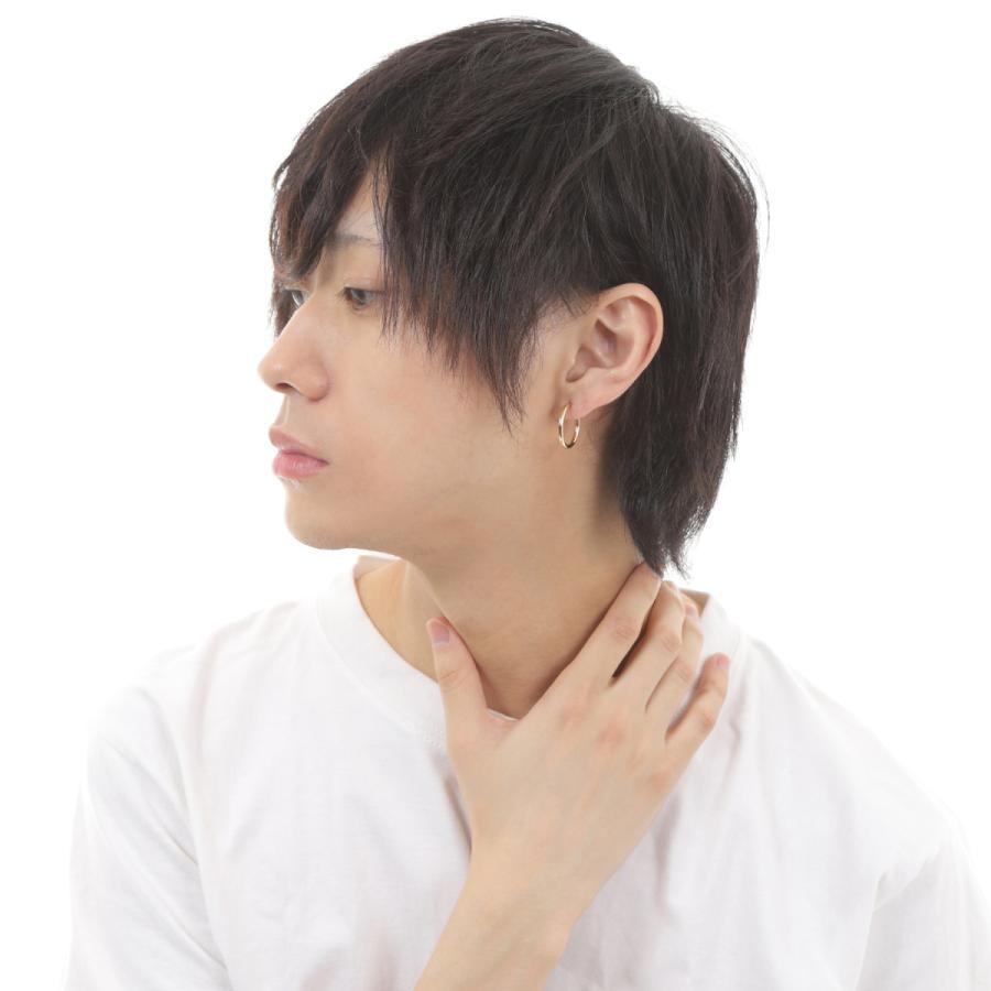 18金 フープピアス 2.0×20mm 片耳 1個 メンズ レディース ゴールド