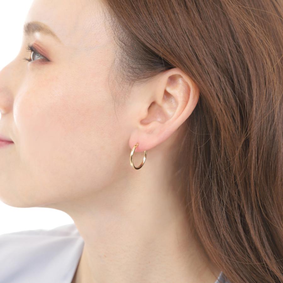 18金 フープピアス 2.0×20mm 片耳 1個 メンズ レディース
