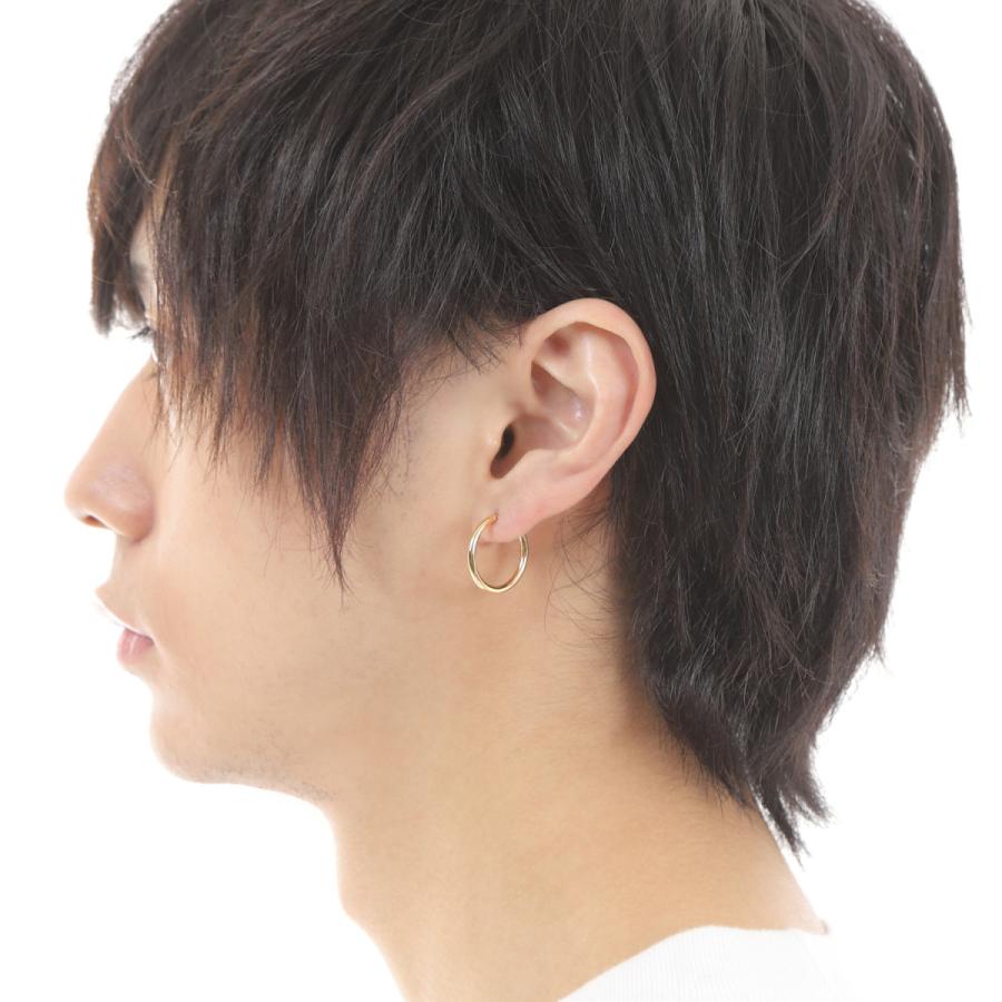 18金 フープピアス 2.0×20mm 片耳 1個 メンズ レディース ゴールド